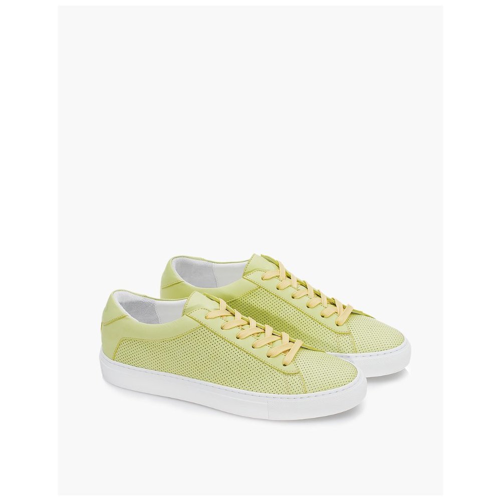NEW Koio Capri Lemon Perforated Sneakers in Yellow Leather Size 35